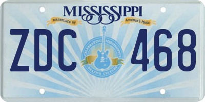 MS license plate ZDC468