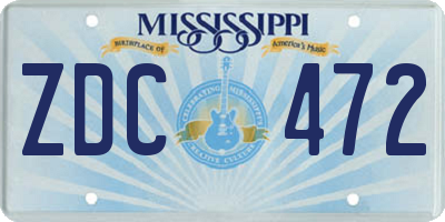MS license plate ZDC472