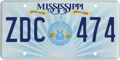 MS license plate ZDC474