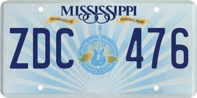 MS license plate ZDC476