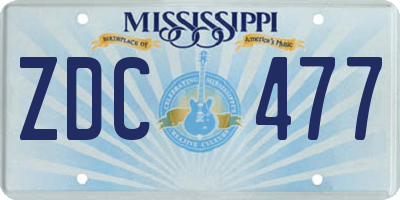 MS license plate ZDC477