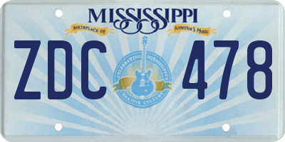 MS license plate ZDC478