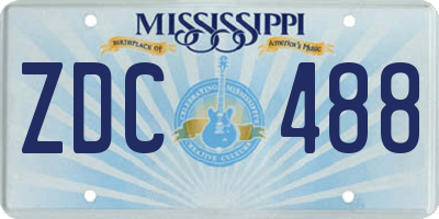 MS license plate ZDC488