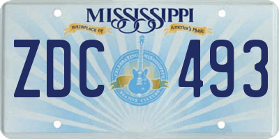 MS license plate ZDC493