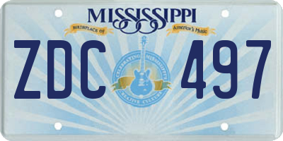 MS license plate ZDC497