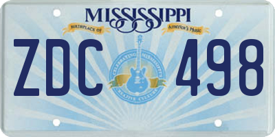 MS license plate ZDC498