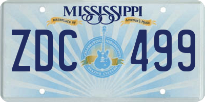 MS license plate ZDC499