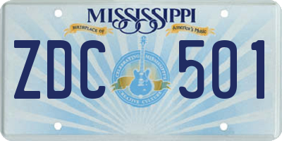MS license plate ZDC501