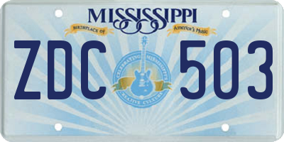 MS license plate ZDC503