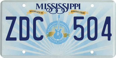MS license plate ZDC504