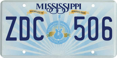 MS license plate ZDC506