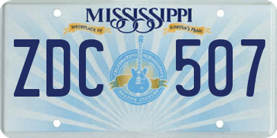 MS license plate ZDC507