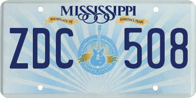 MS license plate ZDC508