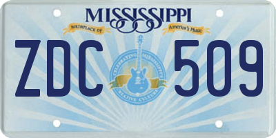 MS license plate ZDC509