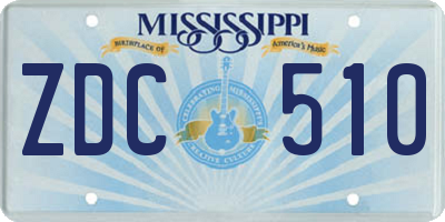 MS license plate ZDC510