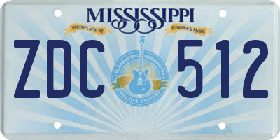 MS license plate ZDC512