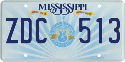 MS license plate ZDC513