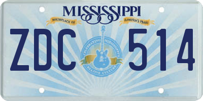 MS license plate ZDC514
