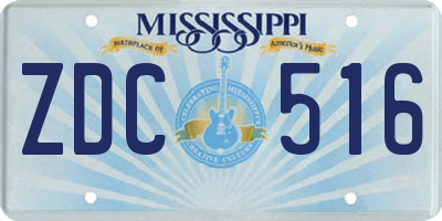 MS license plate ZDC516