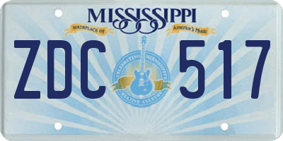 MS license plate ZDC517