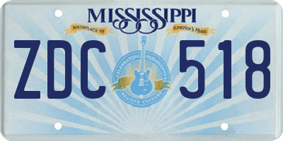 MS license plate ZDC518