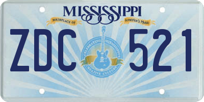 MS license plate ZDC521