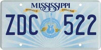 MS license plate ZDC522