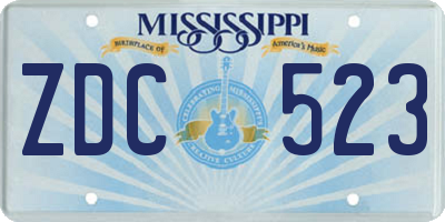MS license plate ZDC523