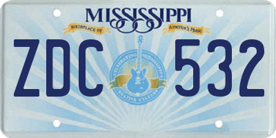 MS license plate ZDC532