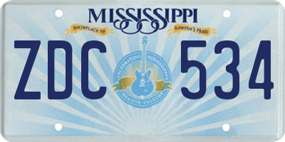 MS license plate ZDC534