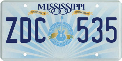 MS license plate ZDC535