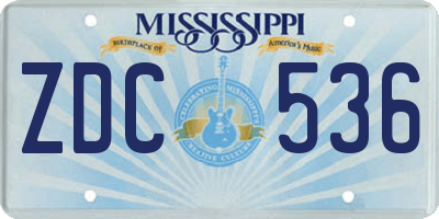 MS license plate ZDC536