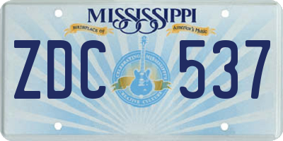 MS license plate ZDC537