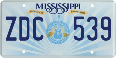 MS license plate ZDC539