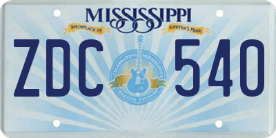 MS license plate ZDC540