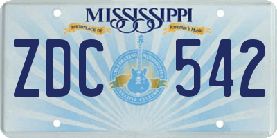 MS license plate ZDC542