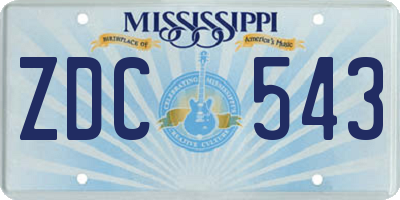 MS license plate ZDC543
