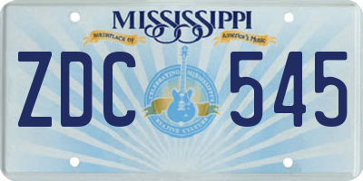 MS license plate ZDC545