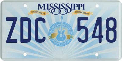 MS license plate ZDC548