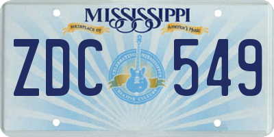 MS license plate ZDC549