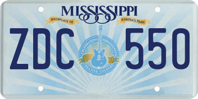MS license plate ZDC550