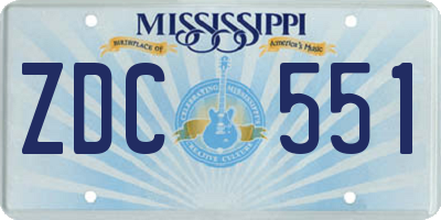 MS license plate ZDC551