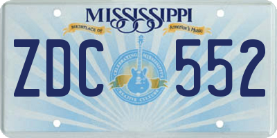 MS license plate ZDC552