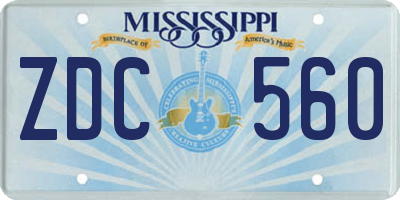MS license plate ZDC560
