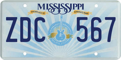 MS license plate ZDC567