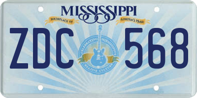 MS license plate ZDC568