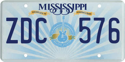 MS license plate ZDC576