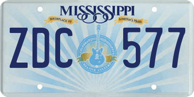 MS license plate ZDC577