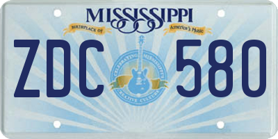 MS license plate ZDC580