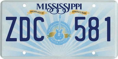 MS license plate ZDC581